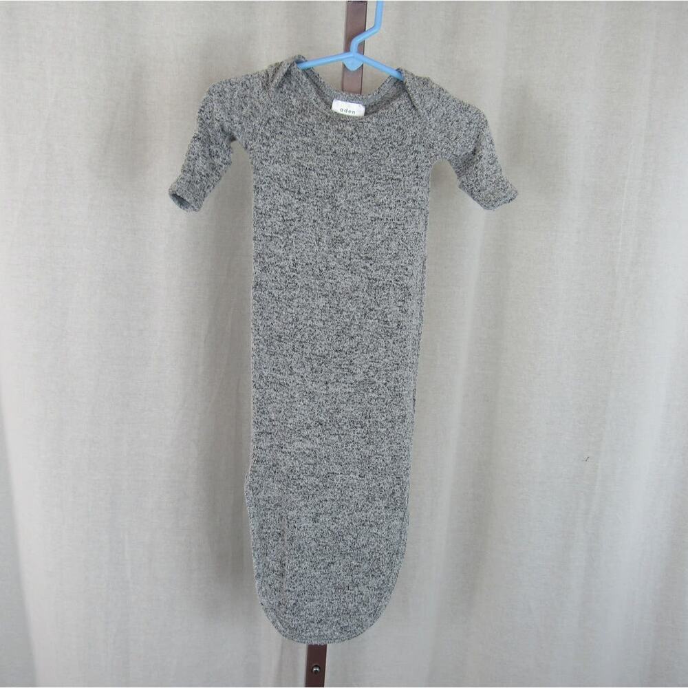 Aden + Anais 0-3 M Snuggle Knotted Newborn Baby Gown Heather Grey